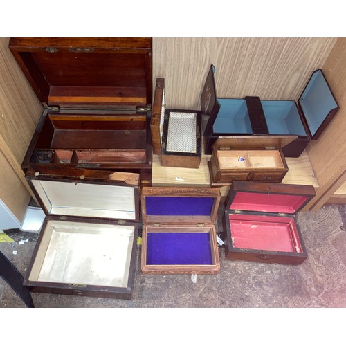 240 - ASSORTED VICTORIAN AND LATER WRITING BOXES, CHIP CARVED BOXES