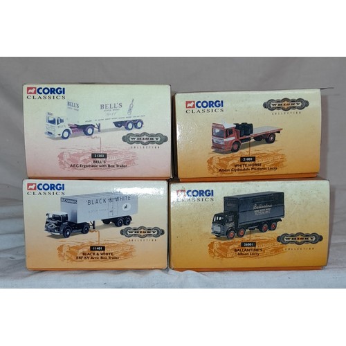 257 - FOUR BOXED CORGI CLASSICS - DELIVERY TRUCKS WITH BOX TRAILERS