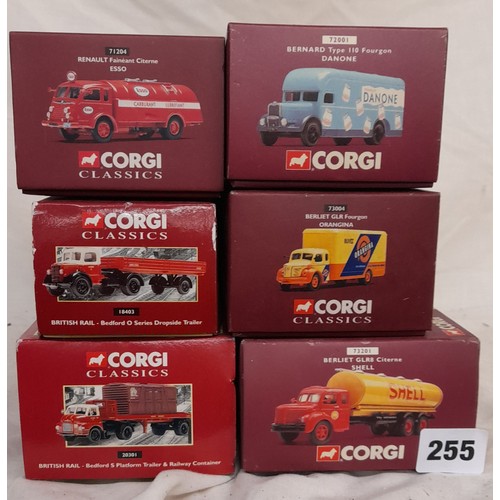 255 - SIX HERITAGE CORGI CLASSICS DIECAST MODELS 71204, 73004, 73201, 72001, 18403, AND 20301