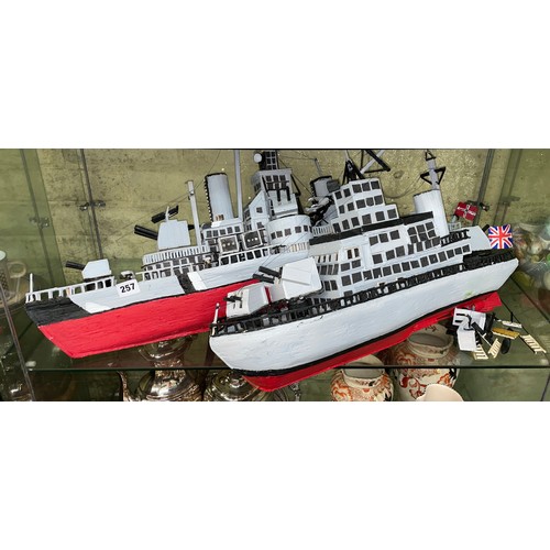 641 - TWO MATCHSTICK MODELS OF WAR SHIPS