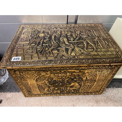 646 - BRASS EMBOSSED COAL BOX