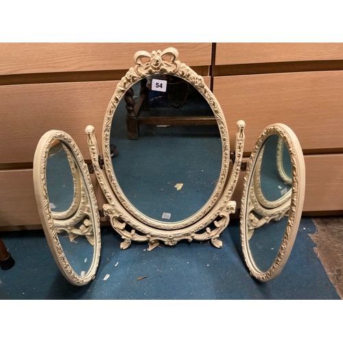 648 - CREAM AND GILT TRIPLE DRESSING MIRROR