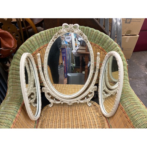 649 - FRENCH STYLE CREAM AND GILT TRIPLE MIRROR