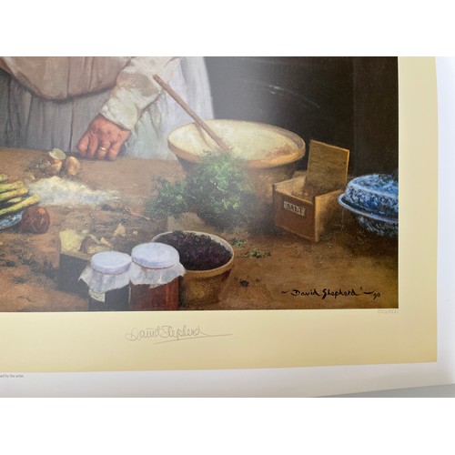 213 - LARGE LIMITED EDITION DAVID SHEPHERD PRINT 'GRANNY'S KITCHEN' SIGNED IN PENCIL WITH BLIND STAMP