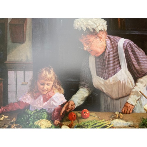 213 - LARGE LIMITED EDITION DAVID SHEPHERD PRINT 'GRANNY'S KITCHEN' SIGNED IN PENCIL WITH BLIND STAMP