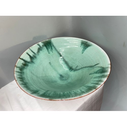 301 - WOBURN POTTERY GREEN DRIP GLAZED CONICAL BOWL