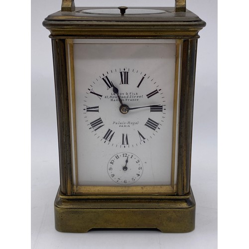 514 - FRENCH BRASS CARRIAGE CLOCK WITH REPEATING FUSSEE MOVEMENT ‘LEROY AND FILS OF PARIS’