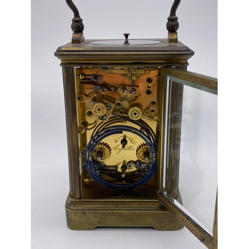 514 - FRENCH BRASS CARRIAGE CLOCK WITH REPEATING FUSSEE MOVEMENT ‘LEROY AND FILS OF PARIS’