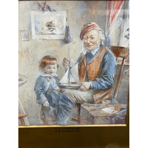 215 - HENRY BENJAMIN ROBERTS RI 1831-1915 WATER COLOUR THE YOUNG SAILOR FRAMED AND GLAZED