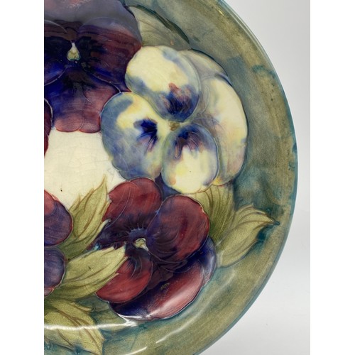 495 - MOORCROFT POTTERY PANSY SHALLOW DISH