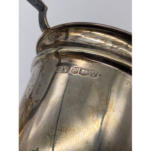 446 - SHEFFIELD SILVER CREAMER WITH STRAP HANDLE BY EDWARD VINER 2.7OZ APPROX