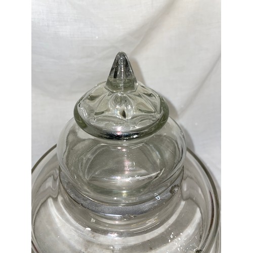 196 - RIBBED GRADUATED GLASS SQUAT JAR WITH DOME COVER