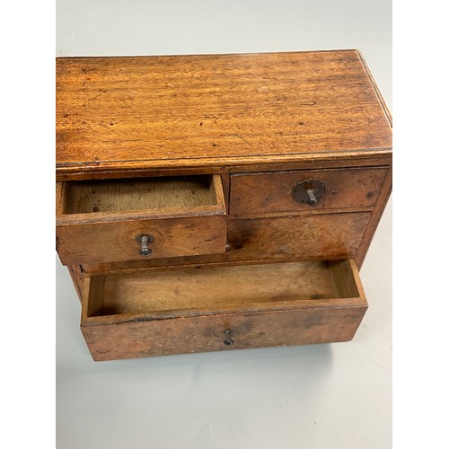 411 - MINATURE MAHOGANY APPRENTICE TYPE TWO OVER TWO DRAWER CHEST