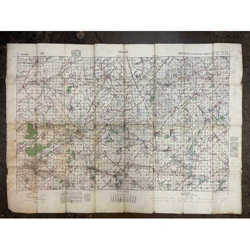 477 - 1:40,000 SCALE MILITARY MAP OF FRANCE CIRCA 1918 COMBINED SHEET