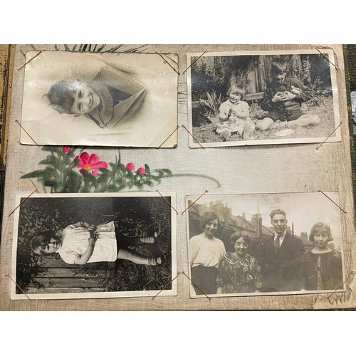 546 - MAINLY EARLY 20TH CENTURY PHOTOGRAPHIC ALBUM PORTRAITURE IN AN ALBUM WITH CHINESE DESIGNED LAQUERED ... 