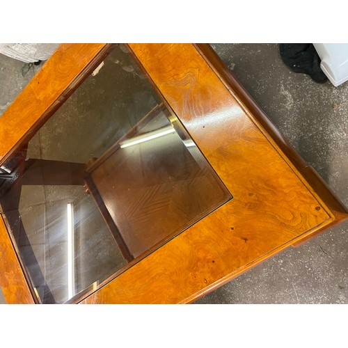 65 - CHINESE INFLUENCED GLASS INSET LAMP TABLE