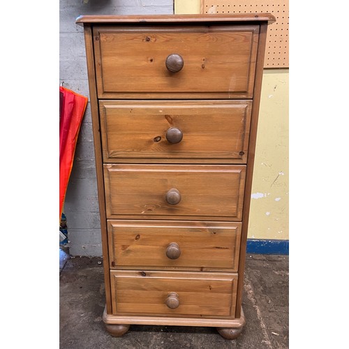 124 - PINE FIVE DRAWER CHEST