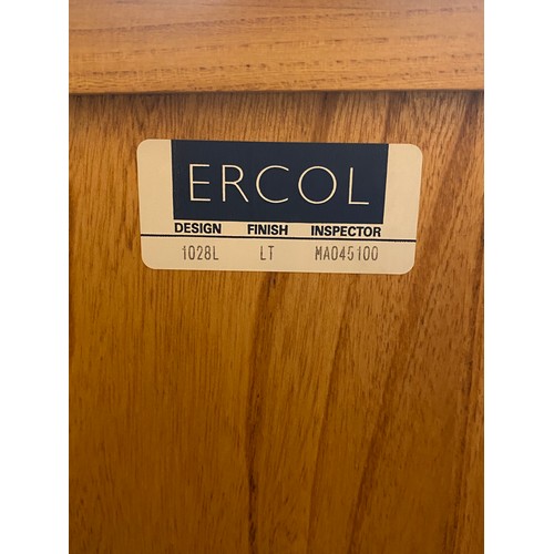 118 - ERCOL LIGHT ELM WINDSOR ILLUMINATED GLAZED CABINET WITH SIMILAR SLIM CABINET