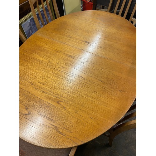 1 - 1970S WILLIAM LAWRENCE TEAK OVAL DINING TABLE AND FOUR CHAIRS
