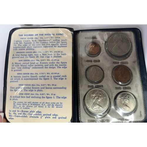 409 - NEWZEALAND 1967 DECIMAL COINS AND SLEEVE OF GB HALF PENNIES