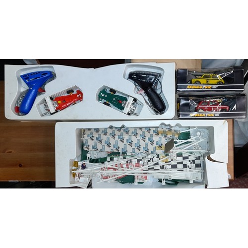 330 - BOX OF SCALEXTRIC CARS AND TRACK