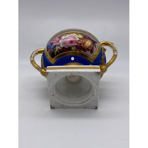 590 - COALPORT GILDED ROSE GARLAND OVOID MINI VASE, AYNSLEY COFFEE CAN IN GILT METAL HOLDER A/F AND A 19TH... 