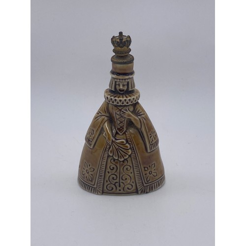 227 - GERMAN BISCUIT GLAZED MINIATURE EGYPTIAN MUMMY SCENT PHIAL AND TREFLE ELIZABETHAN LADY BOTTLE