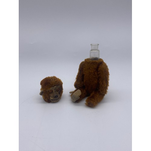 230 - PLUSH MOHAIR MONKEY SCENT BOTTLE POSSIBLY SCHUCO (MONKEY HAND AND FOOT AS FOUND)