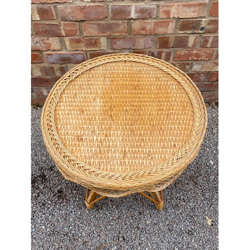 67 - BAMBOO AND CANE WORK CIRCULAR CONSERVATORY TABLE