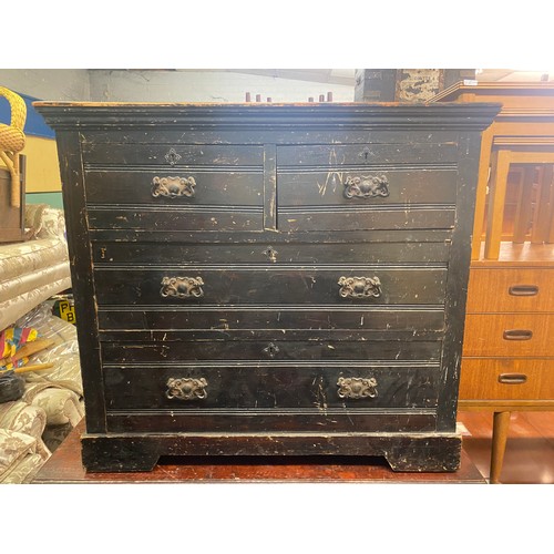 49 - EDWARDIAN TWO OVER TWO DRAWER EBONISED CHEST