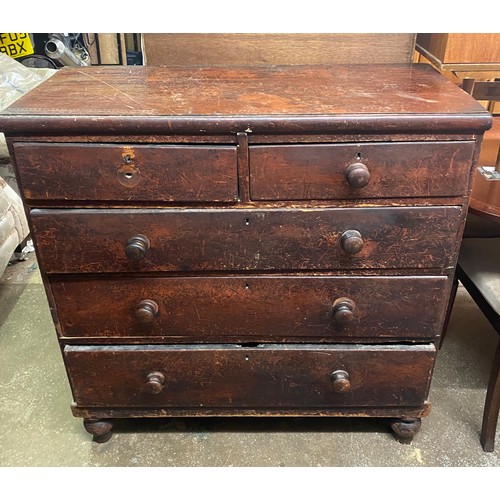 50 - VICTORIAN PINE TWO OVER THREE DRAWER CHEST