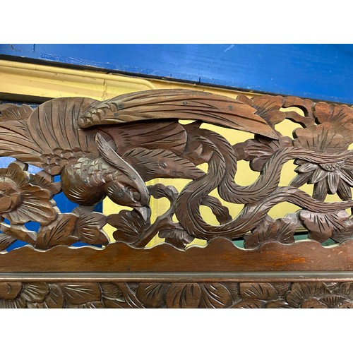 153 - EARLY 20TH CENTURY JAPANESE CARVED BI FOLD DRESSING SCREEN WITH SHIBAYAMA  DECORATION