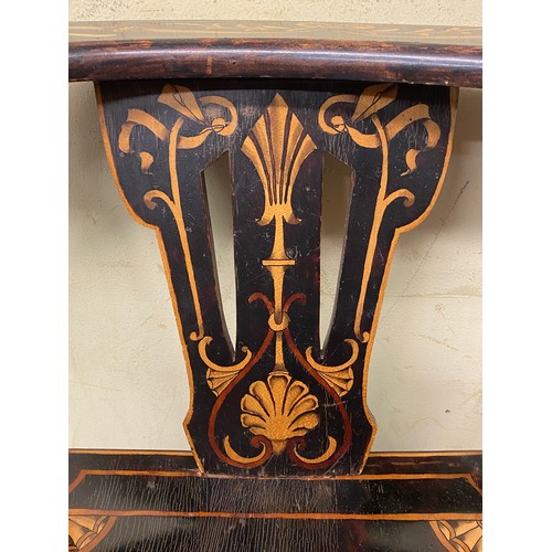 163 - EDWARDIAN MARQUETRY DECORATED CORNER CHAIR