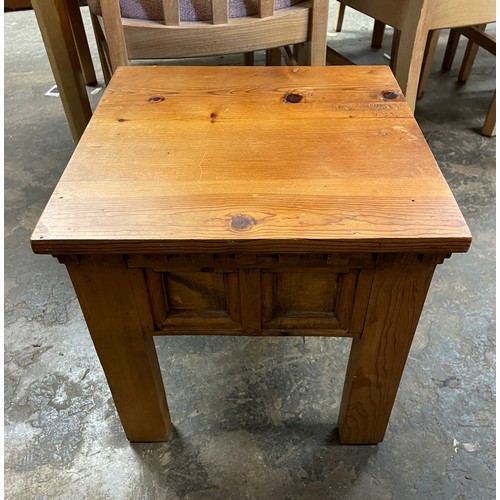 6 - RUSTIC PINE PANELLED LAMP TABLE