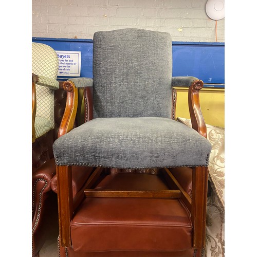 42 - GEORGE III STYLE UPHOLSTERED ELBOW/DESK CHAIR