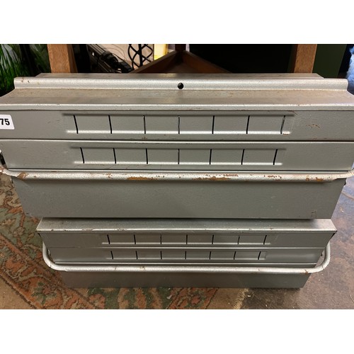 375 - TWO GREY METAL CANTILEVER TOOL BOXES