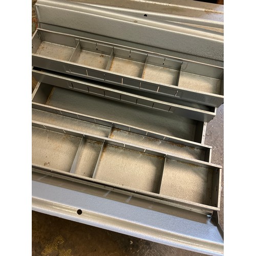 375 - TWO GREY METAL CANTILEVER TOOL BOXES