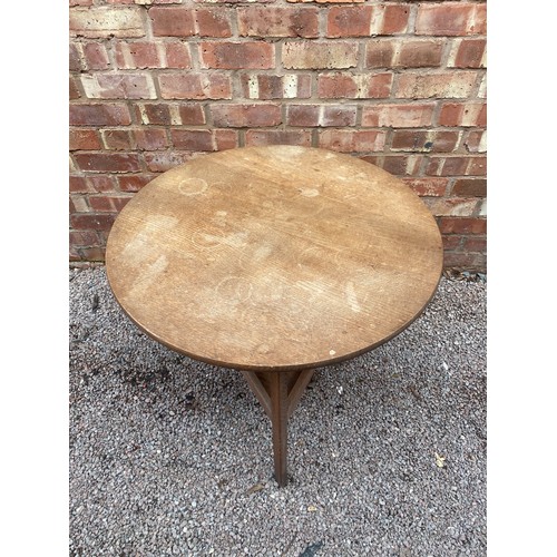 66 - 20TH CENTURY ELM CRICKET TABLE WITH HEALS AND SON LONDON LABEL