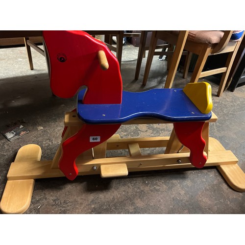 60 - CHILDS BEECH PAINTED ROCKING HORSE