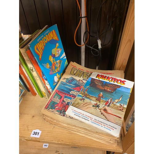 301 - QTY OF COMICS, AND CHILDRENS BOOKS AND PAPERBACKS