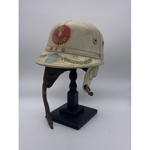 563 - VINTAGE THE CORKER CRASH HELMET WITH APPLIQUÉS