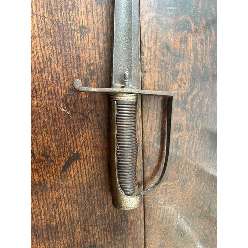 550A - 19TH CENTURY SWORD WITH DOUBLE FULLERED BLADE AND COILED GRIP, TIP AF, NO SCABBARD, BLADE MEASURES 8... 