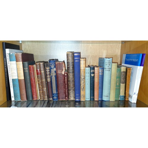 160 - TWO SHELVES OF HARD BACK BOOKS POEMS AND PROSE AND OTHERS