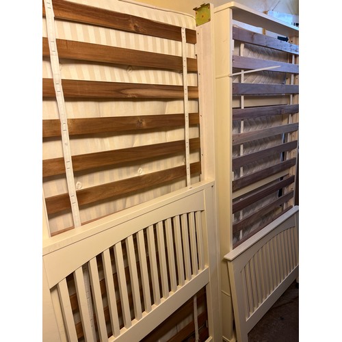 142 - CREAM PAINTED SLATTED SINGLE  BED WITH PULL OUT GUEST BED