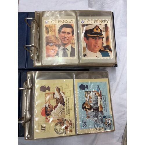 420 - FOUR BINDERS OF GB POSTAGE STAMP SERIES POSTCARDS AND FIRST DAY CARDS, AND SOME LOOSE SETS OF CARDS