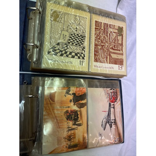 420 - FOUR BINDERS OF GB POSTAGE STAMP SERIES POSTCARDS AND FIRST DAY CARDS, AND SOME LOOSE SETS OF CARDS