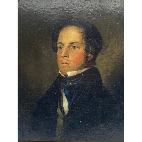 538 - JAMES LAUDER 1811-1869 SCOTTISH SCHOOL OILS ON BOARD HALF LENGTH PORTRAIT OF JOHN STRONACH