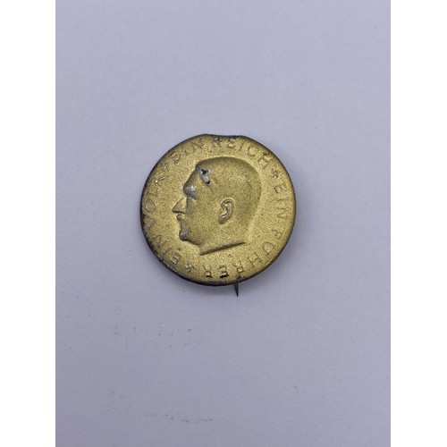 444 - ADOLF HITLER SUPPORTERS STICK PIN AND SOME GERMAN COINS