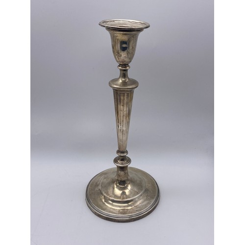 449 - PAIR OF SHEFFIELD SILVER NEO CLASSICAL TAPERED CANDLE STICKS WITH CIRCULAR LOADED BASES 57OZ OVERALL... 