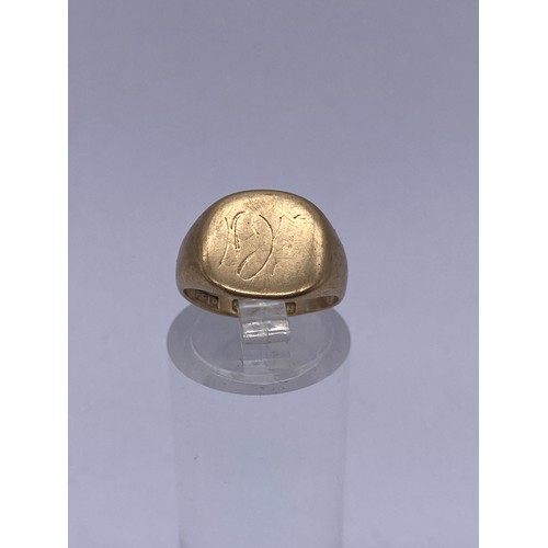 439 - 9CT GOLD SIGNET RING SIZE H 3.4G APPROX